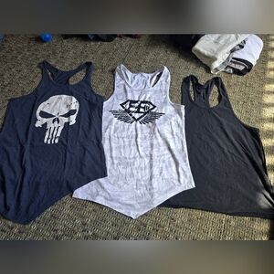 White Graphic Racerback Tank Top with Winged Emblem